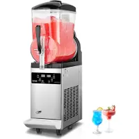 Vevor Kommersiell Slush-maskin, 12L Frossen Drikkemaskin med Enkel Tank, 48 Koppar Rustfritt Stål Margarita Smoothie Frossen Drikkemaskin, Slush-maskin for Hjemmefester Restauranter Kaféer Barer