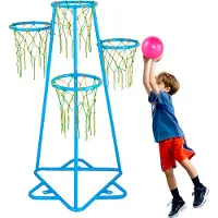 Vevor barnebasketballkurv, 4-kurvers barnebasketballkurver, bærbart basketballstativ med justerbar høyde og 3 baller, innendørs og utendørs basketballlekesett for barn i alle aldre, gutter og jenter