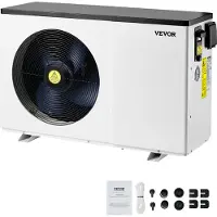 Vevor elektrisk bassengvarmepumpe, 3,22–15,25 kW oppvarmingskapasitet, energisparende bassengvarmere med variabel frekvens for 30–60 m³ over bakken, oppvarming og kjøling av bassengvannsbereder AC220–