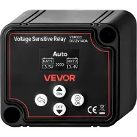 Vevor Dobbel Batteriisolator, 12V 140 Amp, Manuell og automatisk VSR Spenningsfølsom Relé med LCD-skjerm, Smart Batteriisolator for Litium- og Blybatterier, for Bil, Lastebil, RV, UTV, ATV, Båt