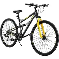 Vevor terrengsykkel, 29 tommers MTB-sykkel med full dobbel fjæring, 24 gir, vri-giring, komfortsete, doble skivebremser, ramme av aluminiumslegering, sportssykkel for voksne for menn og kvinner, stier