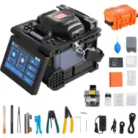 Vevor Fiber Fusion Splicer 6-motors, kjernejustering fiberoptisk splicer 6s skjøting og 13s oppvarming, fibersplicermaskin med 5" LCD-skjerm, 3-i-1 fiberholder, 7800mAh batteri for SM MM DS NZDS fiber