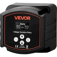 Vevor Dobbel Batteriisolator, 12V 300 Amp, Manuell og Automatisk VSR Spenningsfølsomt Relé med LCD-skjerm, Smart Batteriisolator for Litium- og Blybatterier, for Bil, Lastebil, RV, UTV, ATV, Båt