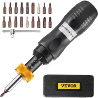 Vevor 1/4" feste momentskrutrekkersett, 10-50 in-lbs momentjusteringsområde, momentområde nøyaktig til ±5%, 5 in-lb trinnvis momentskrutrekker med 18 bits og etui