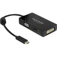 DeLOCK - Ekstern videoadapter - USB-C - DVI, HDMI, VGA - svart