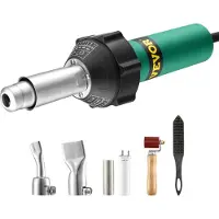 Vevor varmluftssveiser for plast, 1600 W varmluftsbrennerpistol, 122-1112 ℉ PVC TPO vinyl varmepistol sveisebrenner, 5 deler plastsveisesett for taktekking og 2 flate dyser, 1 sømvalse, børste for PP/