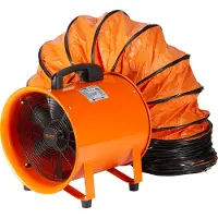 Vevor bærbar ventilator, 254 mm kraftig sylindervifte med 10 m kanalslange, 255 W kraftig verkstedavtrekksvifte 1720 CFM, industriell vifte for suging av støv, røyk, røyk hjem/arbeidsplass