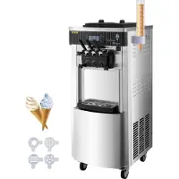 Vevor softismaskin 2200W kommersiell vertikal softismaskin 5,3 til 7,4 gallon per time ismaskin for restauranter, barer, kafeer, bakerier