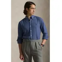 Ralph Lauren for man. 710P07185001 Custom Fit technical twill shirt blue (L), Casual, Cotton, Classic, Long sleeve