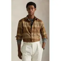 Ralph Lauren for man. 710P07184003 Custom Fit technical twill shirt brown (XS), Casual, Cotton, Long sleeve