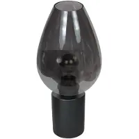 Mexlite Bordlampe Bloeba, svart/røykgrå, Ø 22 cm, glassdråpe