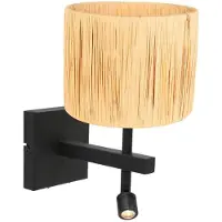 Steinhauer Stang vegglampe, LED-leselampe, naturlig flettverk