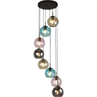 Searchlight Mardi Gras II pendellampe, 8 lamper, rund