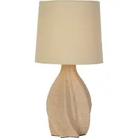 Searchlight Twist bordlampe, beige, høyde 46 cm, tekstil/keramikk
