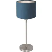 Mexlite Bordlampe Noor, stål/blå velour, høyde 50 cm, E27