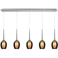 Highlight Hengelampe Belle, røykgrå/nikkel, lengde 110 cm 5 lyskilder i glass