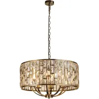 Searchlight Bijou pendellampe, 8-lys, messing, krystallglass