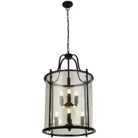 Searchlight Lantern Grande hengelampe, svart/klar, glass, E14