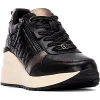 Carmela for woman. 16244601-NEGRO Leather trainers 162446 black (40), 3 to 5 cm, Laces, Casual