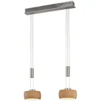 FISCHER&HONSEL GMBH LED-hengelampe Shine-Wood, eiketre/nikkel, 65 cm, 2 lyskilder.