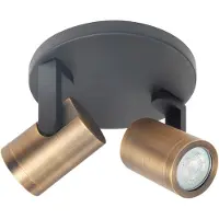 Highlight Downlight Halo, svart/messing polert Ø 17 cm 2 lyskilder.
