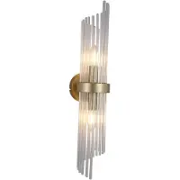 Searchlight Vegglampe Lara, høyde 56 cm, gullfarget/klar, glass/metall