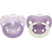 Nuk Smokker - 2-pack - First Choice - Dag og natt - Lilla - - 0-6 md - Smokk