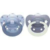 Nuk Smokker - 2-pack - First Choice - Dag og natt - Blå - - 6-18 md - Smokk