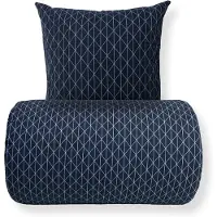 Borg Living Sengetøy 140x200 cm - 100% bomull - Vendbart med blått harlequin-design