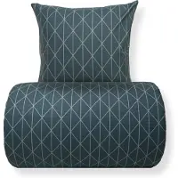 Borg Living Sengetøy til dobbeltdyne 240x220 cm - 100% bomull - Vendbar med grønt harlequin-design