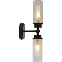 Searchlight Imperial vegglampe, svart, 2 lyskilder, stål, glass, IP44