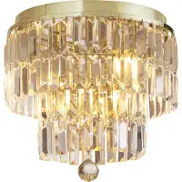 Searchlight Empire taklampe, messing, 4-lys, krystallglass, IP44