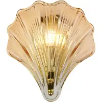 Searchlight Vegglampe i skallform, ravfarget, skallform, glass, IP44