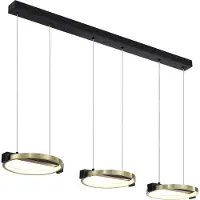 Searchlight Aerial LED-hengelampe, 3 lyskilder, messing/svart, stål