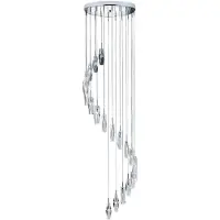 Searchlight Sculptured Ice hengelampe, 9 lyskilder, krom/klar, glass, G4