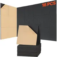 Vevor 18-pakning akustiske paneler med selvklebende materiale, 11,8 x 11,8 x 0,4 tommer lydisolerte skumpaneler, lydisolerte veggpaneler av polyesterfiber med høy tetthet, for hjem, studio, kontor, ki