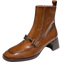 Hispanitas for woman. HI243727 Rio brown leather ankle boots (37), 3 to 5 cm, Zip, Casual