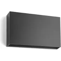 LINDBY utendørs LED-vegglampe Jarte, 20 cm, ned, grå, IP65