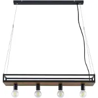 LINDBY hengelampe Kirista, 4 lyskilder, svart/tre, 100 cm, E27