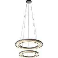 Globo LED-hengelampe Rilas, svart/tre, Ø 57 cm, dimbar