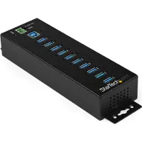 StarTech.com 10-Port Industrial USB 3.0 Hub with External Power Adapter - hub - 10 ports USB-hub - USB 3.2 - 10 porter - Svart