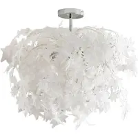 LINDBY taklampe Maple, Ø 70 cm, krom, hvit, tekstil