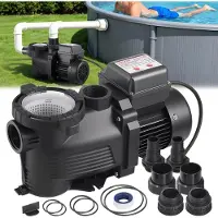 Vevor bassengpumpe, 400 W, 11 100 l/t maks. gjennomstrømning, én hastighet, bassengpumpe, AC 220–240 V, 3450 o/min, 10 m maks. trykkhøyde, med 24-timers timer og filterkurv, for overjordiske og nedgra