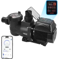 Vevor bassengpumpe med variabel hastighet, 1350 W, AC 220–240 V, 30 000 l/t, bassengpumpe for inn- og overjordisk bruk med filterkurv, kraftig selvsugende, programmerbar timer, for nedgravde og overjo