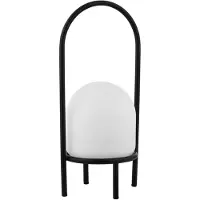 LINDBY Eleia LED terrasselampe, svart, metall, oppladbart batteri