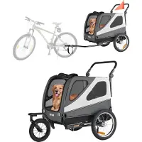 Vevor Sykkelvogn til hund, støtter opptil 45 kg, 2-i-1 sykkelstativ for små og store hunder, sammenleggbar ramme med hurtigkoblingshjul, universal sykkelkobling, innvendig bånd