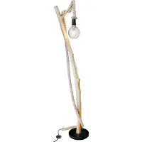 Globo Gulvlampe Nerida, lysebrun, tre/hamp, høyde 150 cm