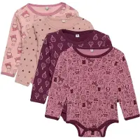 Pippi Baby Pippi Bodyer I/e - 4-pack - Rosa/Lilla m. Mønster - - 74 - Langermet Body