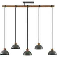 LINDBY hengelampe Durbis, 149 cm, 5 lyskilder, gunmetal, tre