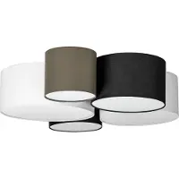 LINDBY taklampe Lettie, grå/svart/hvit, 5 lyskilder, E27